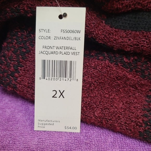 NWT Tint and Shadow Jaquard Plaid Vest 2x - Picture 3 of 4